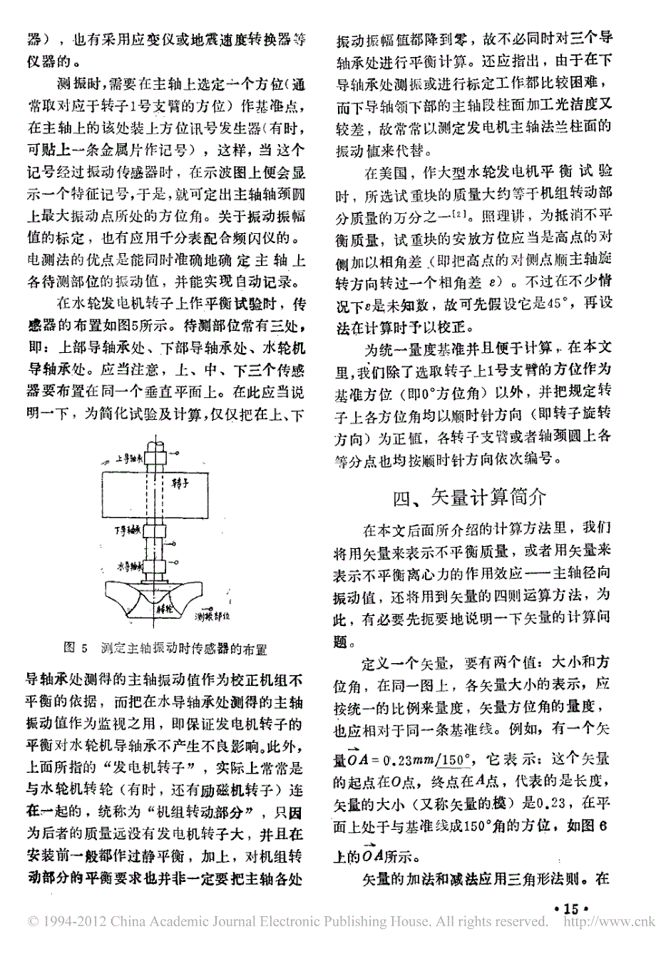 大型水轮发电机现场平衡的电测法及其计算问题_第4页