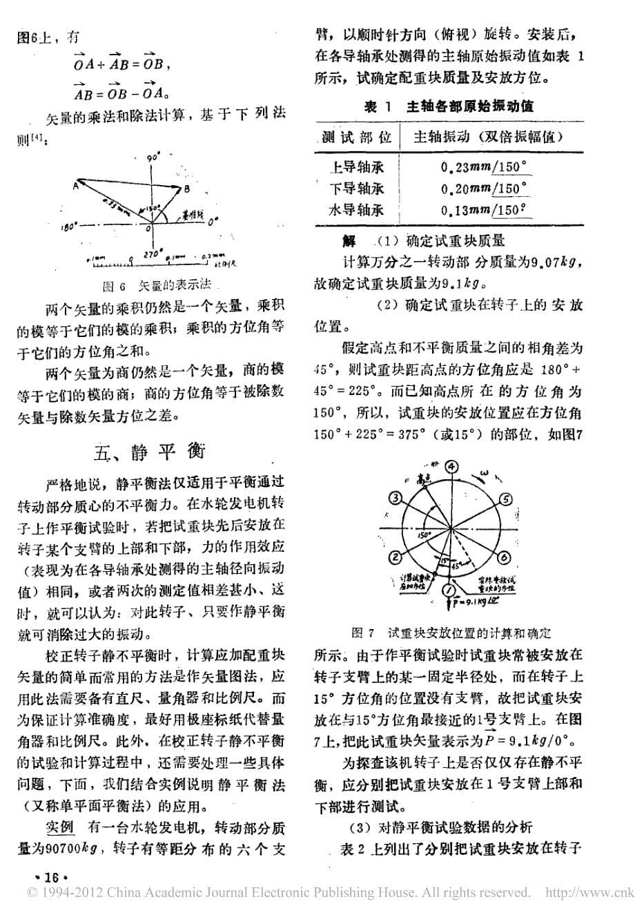 大型水轮发电机现场平衡的电测法及其计算问题_第5页