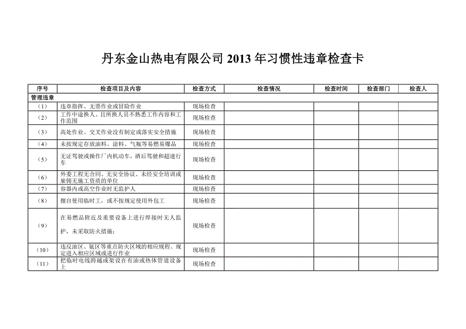 习惯性违章检查卡_第1页