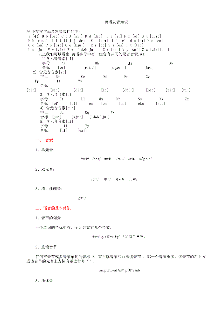 个英文字母及发音音标如下_第1页