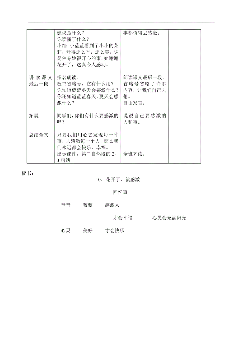 （西师大版）三年级语文教案　花开了，就感谢_第2页