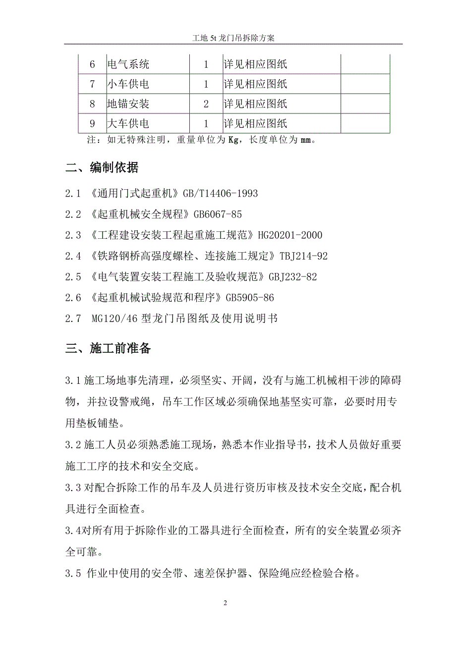 工地5吨龙门吊拆除方案_第3页