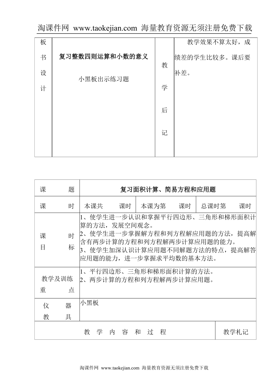 苏教版小学第九册数学全册教案_第4页