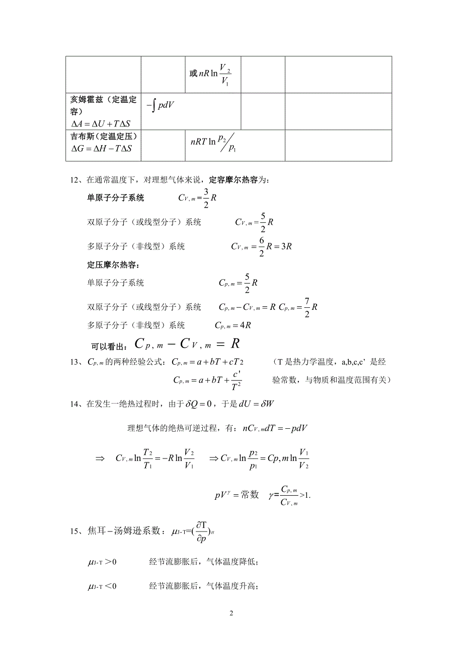 物理化学资料公式(化学专业)_第2页