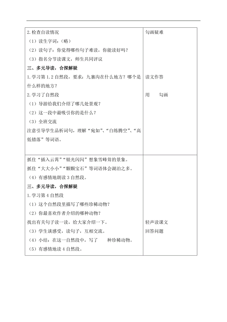 （苏教版）四年级语文上册教案 九寨沟 1_第2页