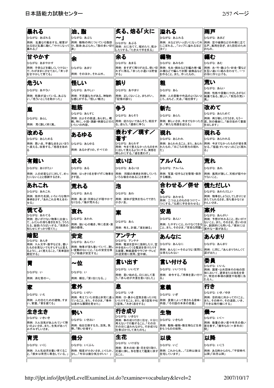 日语二级词汇总览(日语能力考试中心官方资料)_第2页
