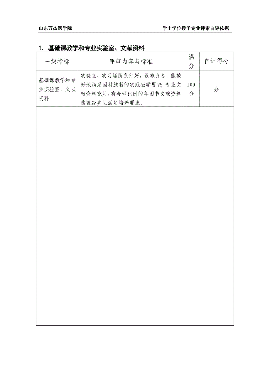 山东万杰医学院学士学位授予专业评审自评依据_第2页