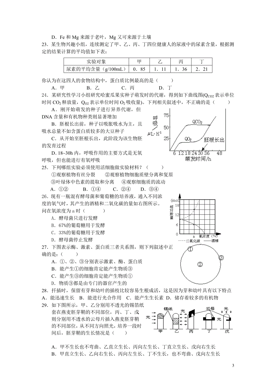 重庆高2生物期末考试题_第3页