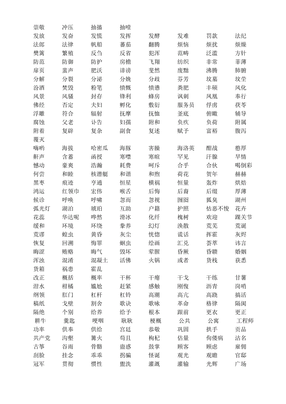 普通话考试难读易错词语练习_第2页