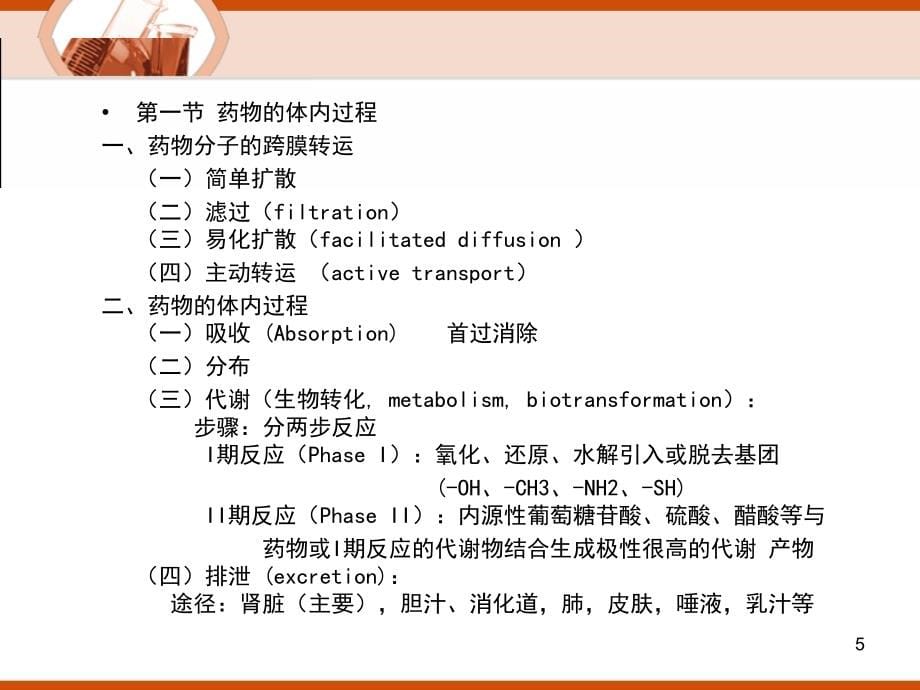 长沙医学院药理学课程讲稿第二章 药物代谢动力学_第5页