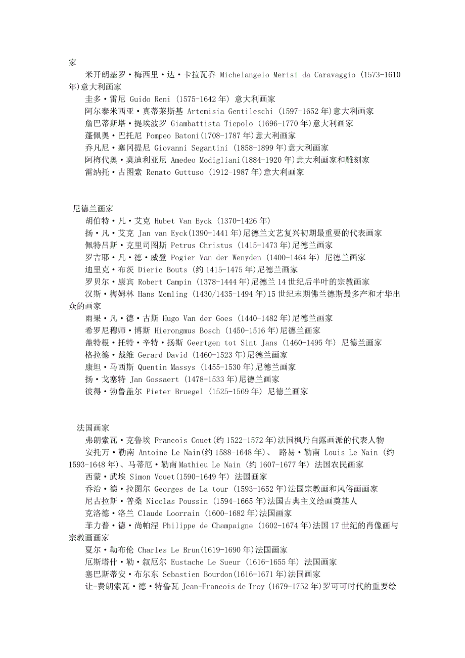 西方绘画大师名字及年表_第2页