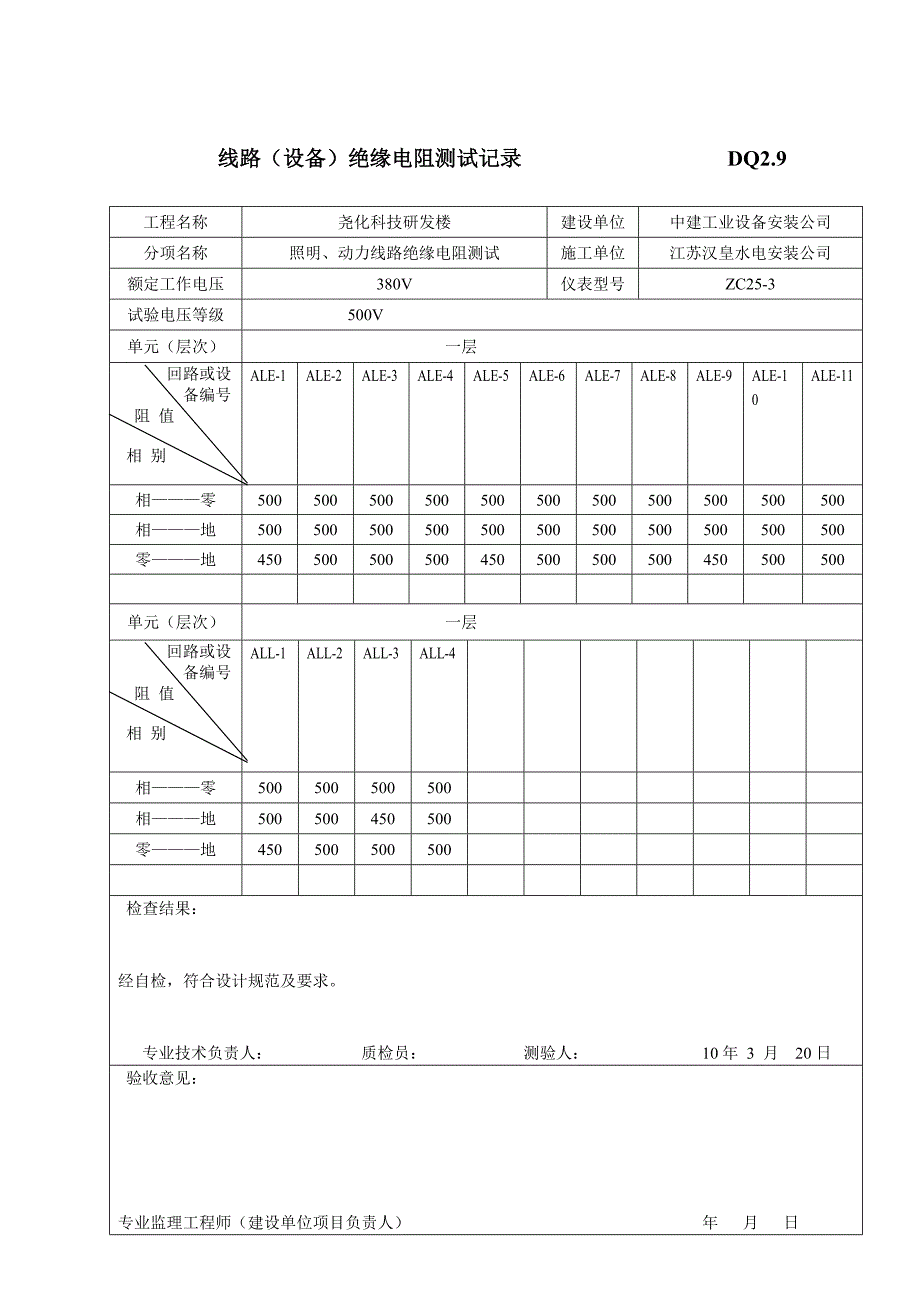线路(设备)绝缘电阻测试记录dq2.9_第3页