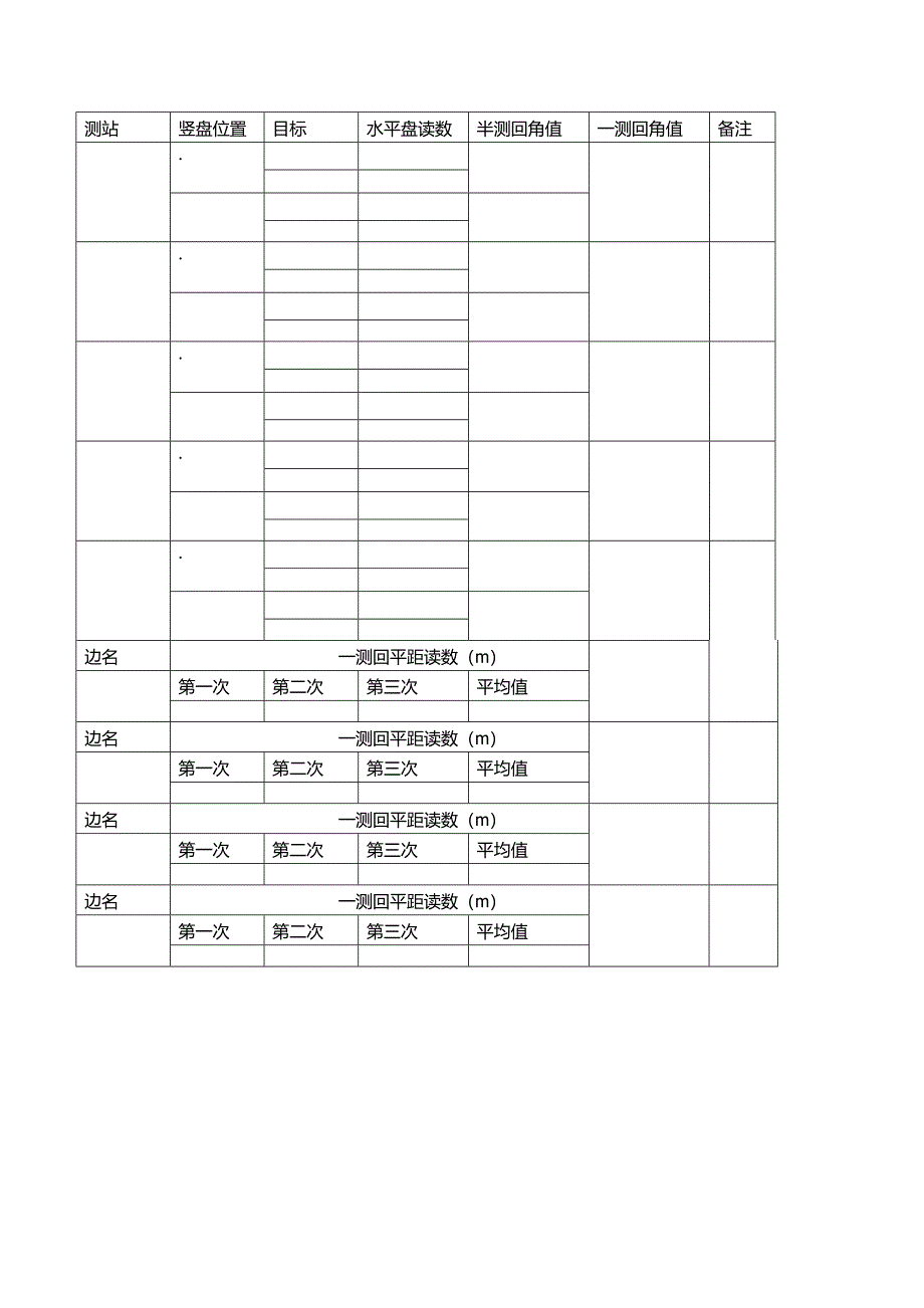 角度测量(导线测量)记录表_第1页