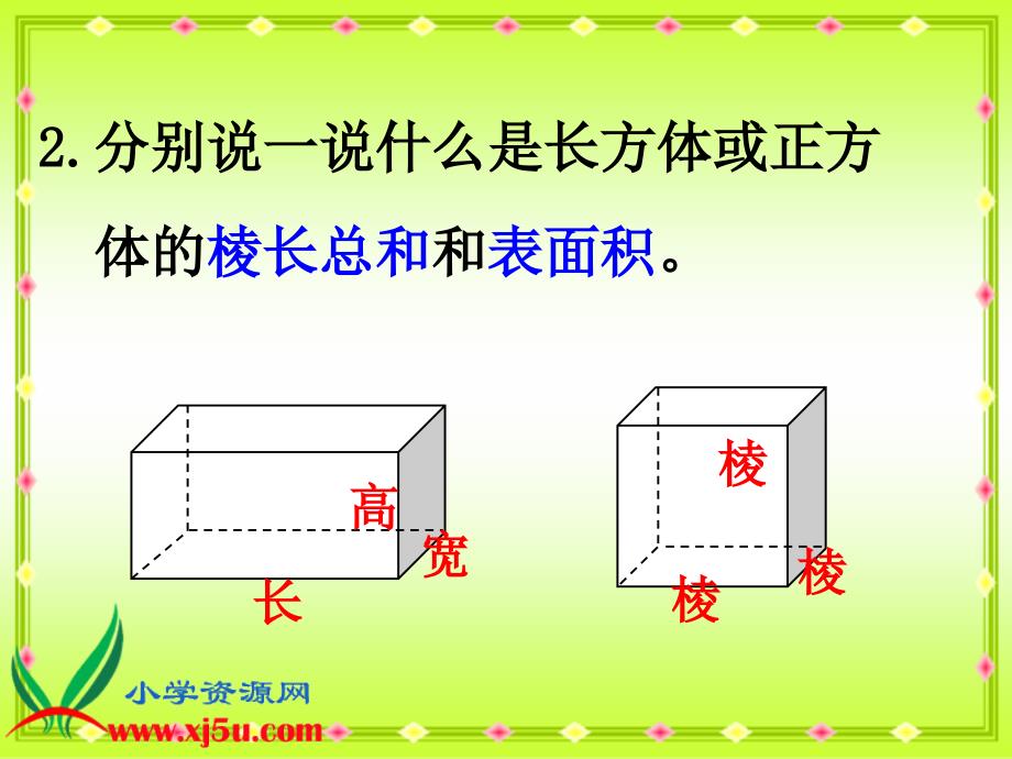 （人教新课标）五年级数学下册课件 长方体和正方体练习_第4页