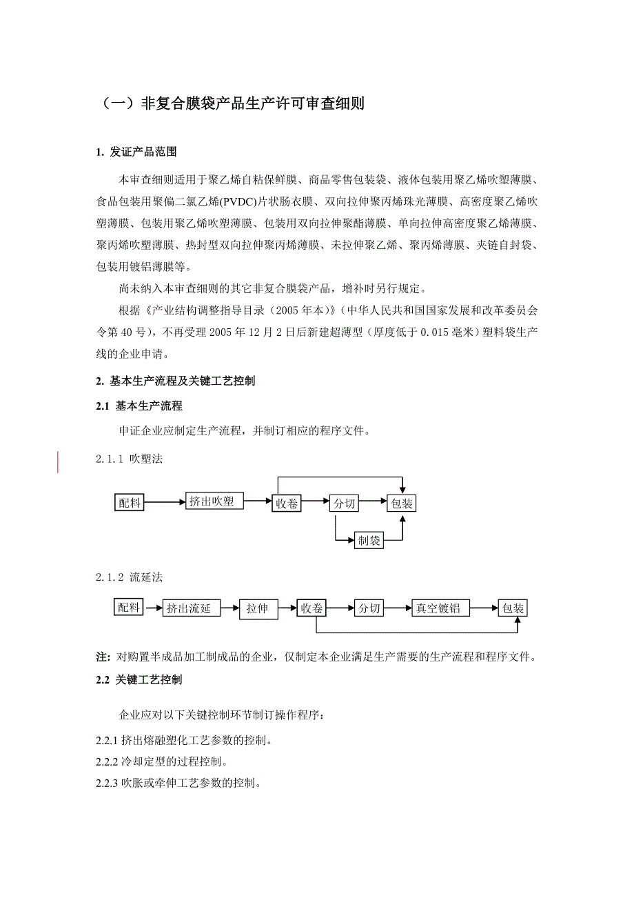 (一)非复合膜袋产品生产许可审查细则_第1页