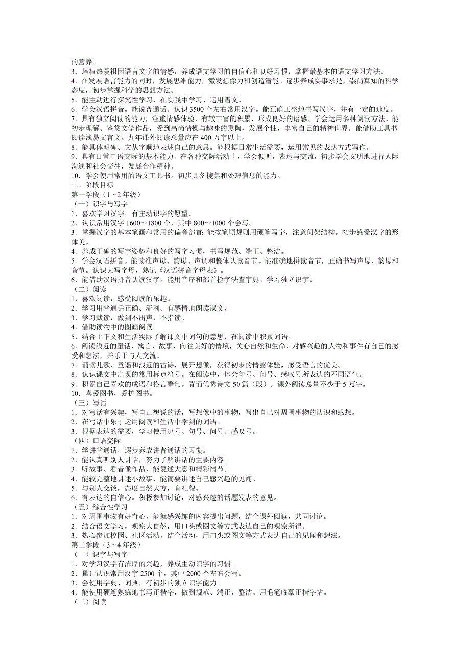 小学语文新课程标准原文_第2页