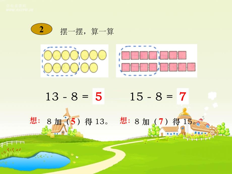 （人教标准版）一年级数学下册课件 十几减8 1_第4页