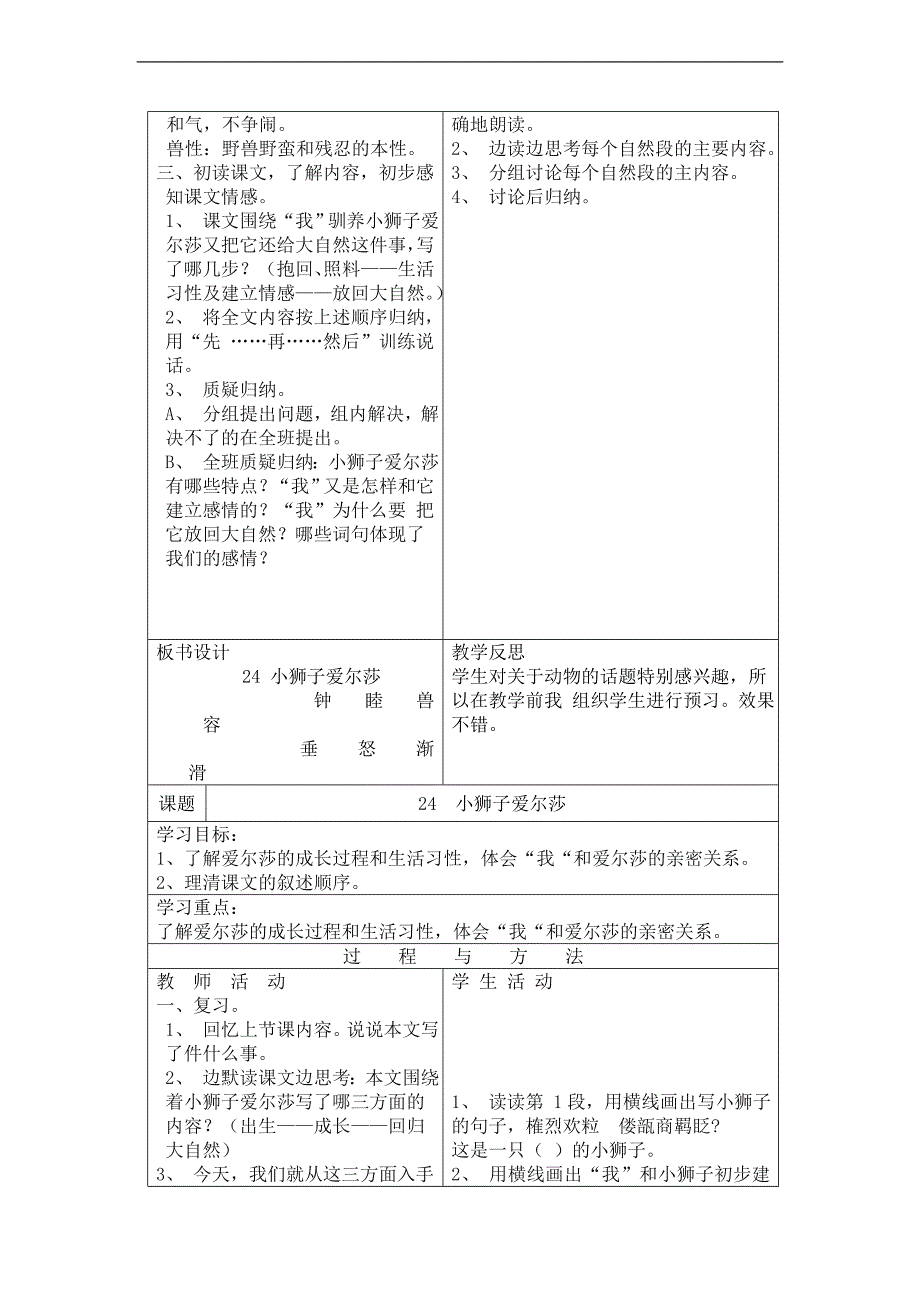 （语文A版）三年级语文下册教案 小狮子爱尔莎_第2页