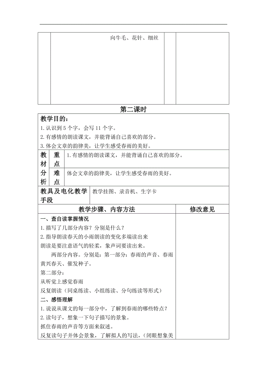 （语文S版）三年级语文下册教案 春天的小雨滴滴滴 3_第2页