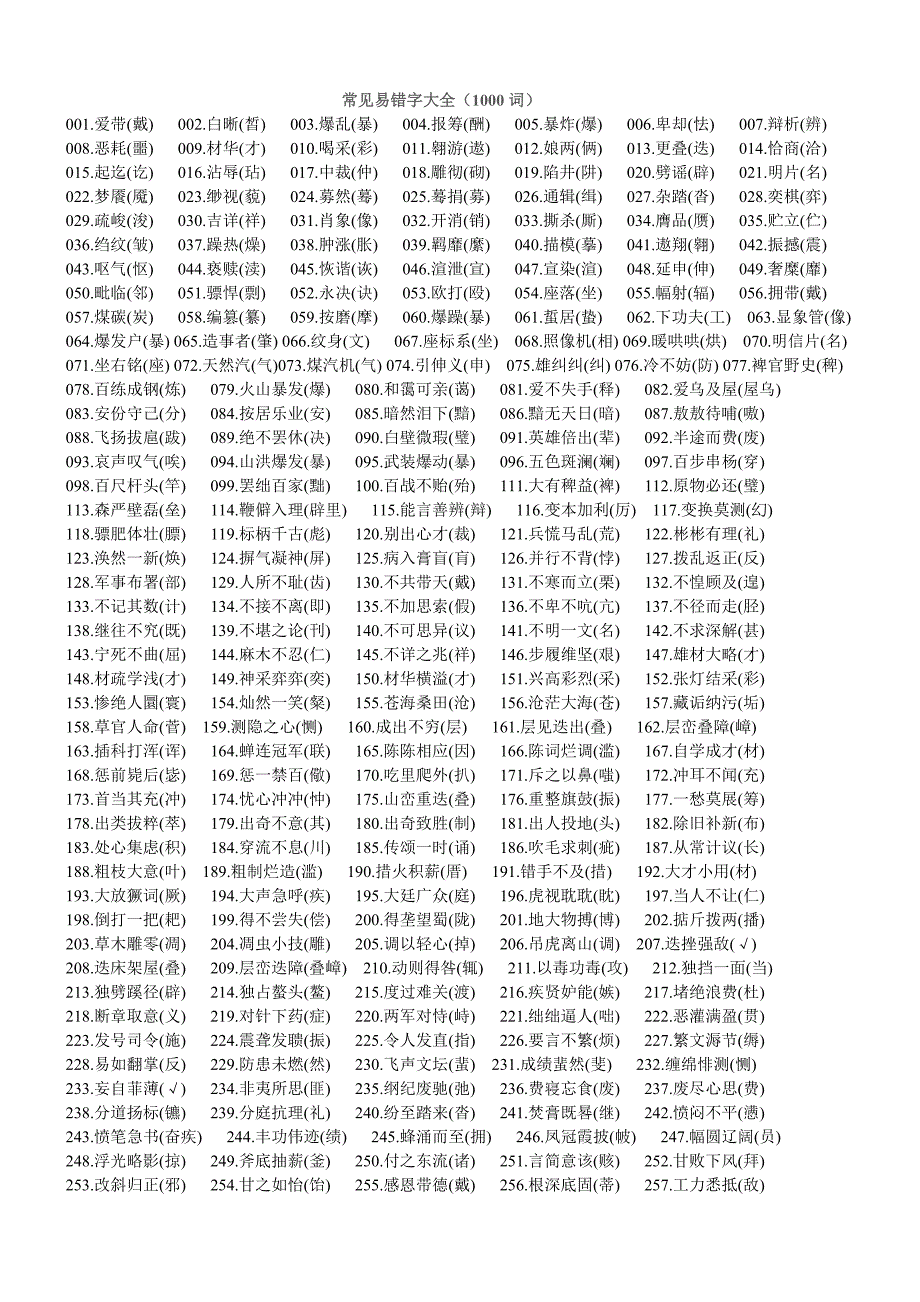 常见易错字大全_第1页