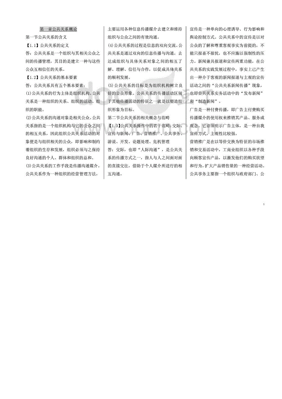 [自考]自考公共关系学专业考点要点复习资料_第1页