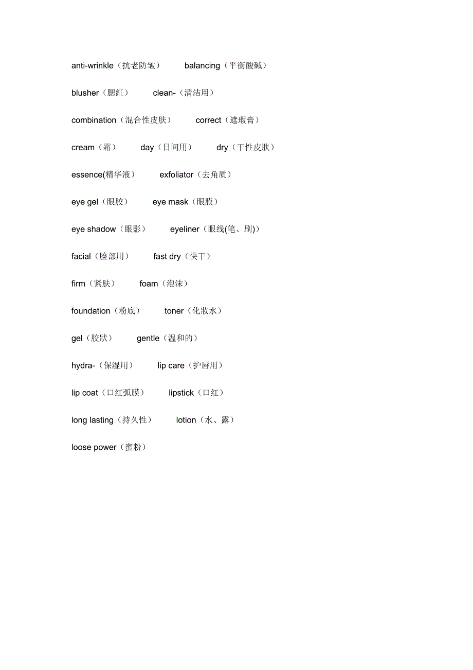 化妆品英语词汇_第2页