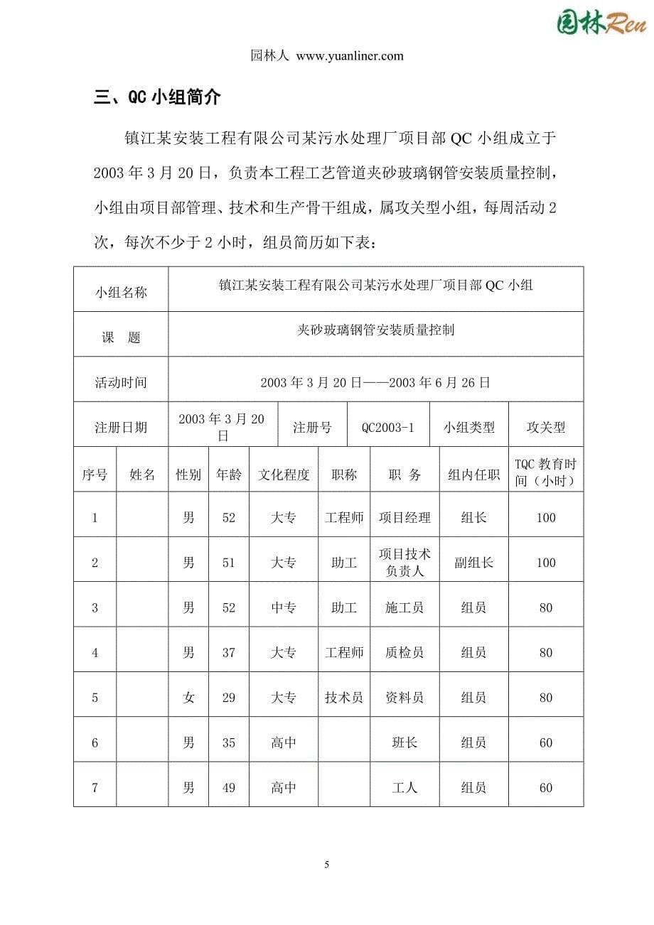 江苏省镇江市某污水工程夹砂玻璃钢管安装质量控制_第5页