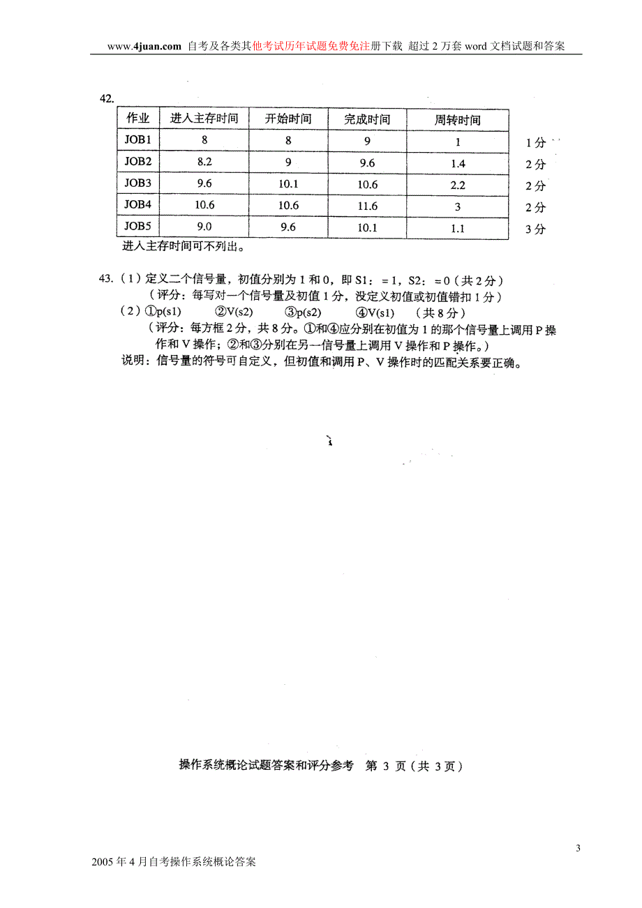 2005年4月自考操作系统概论答案_第3页