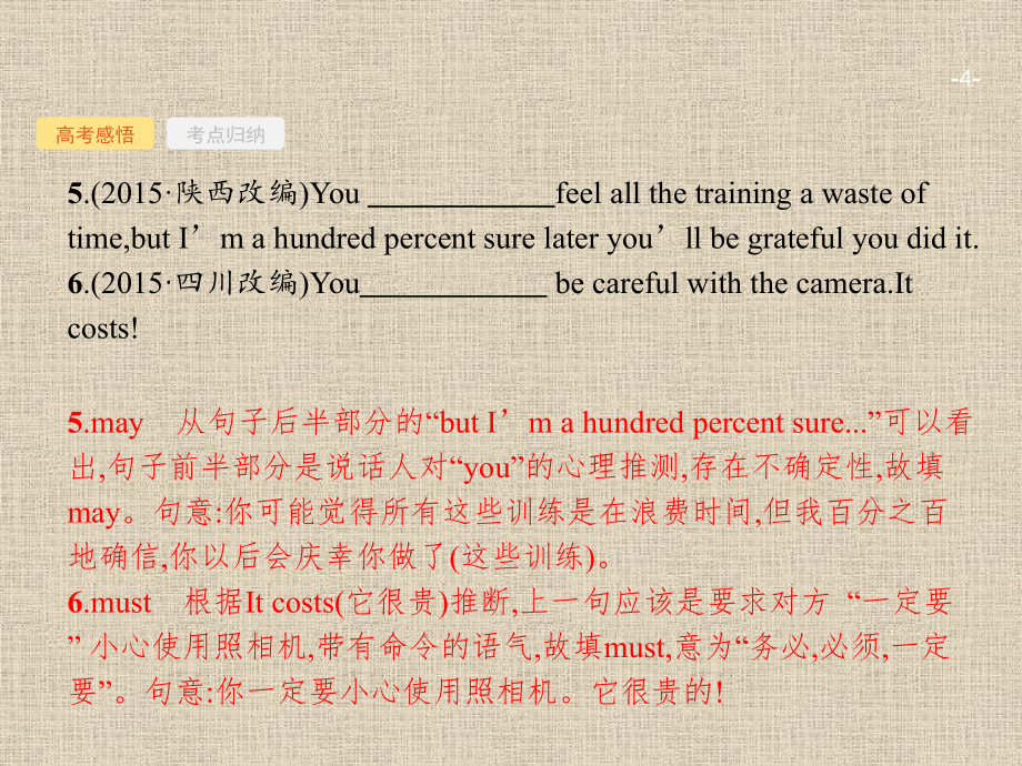 2018届高考英语北师大版（福建专用）一轮课件：语法专题11情态动词和虚拟语气_第4页