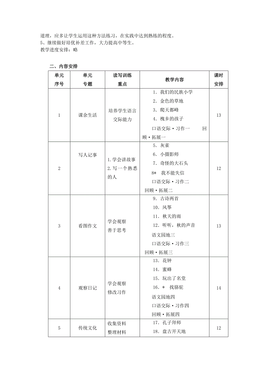 人教版语文三年级上册课程纲要_第2页