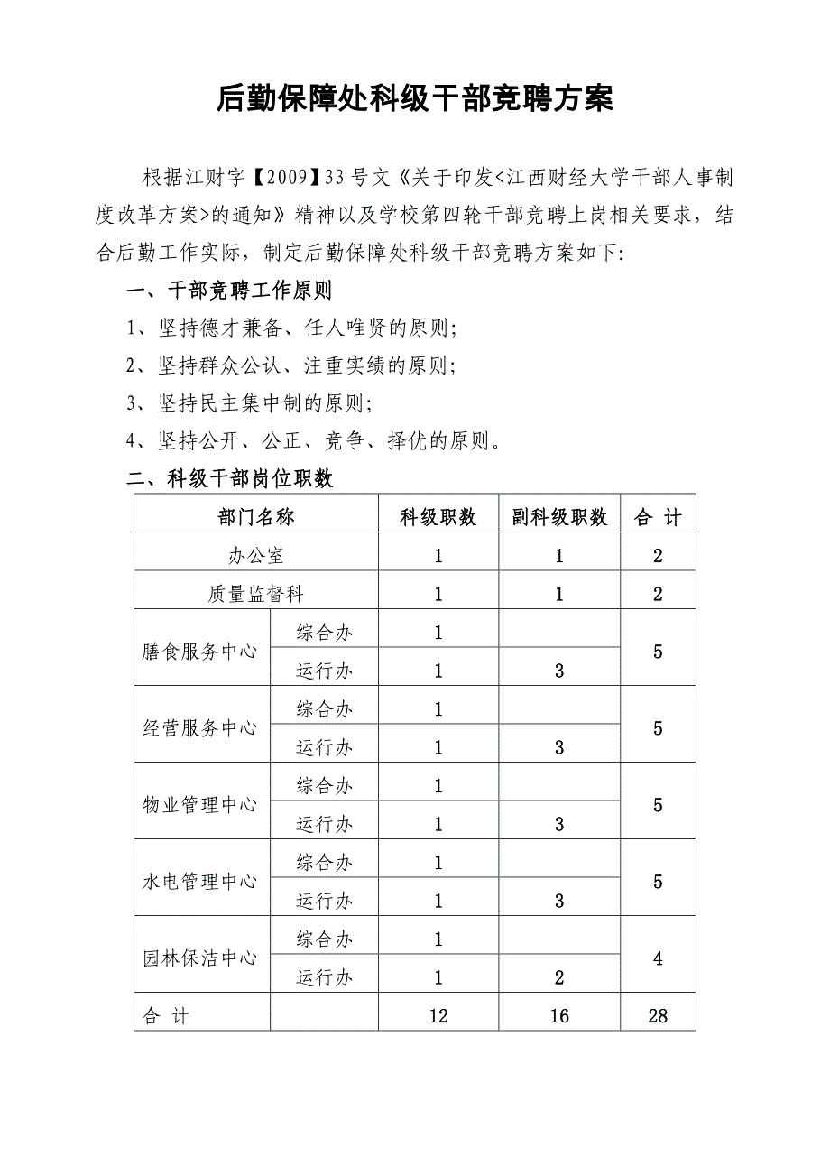 后勤保障处科级干部竞聘_第1页