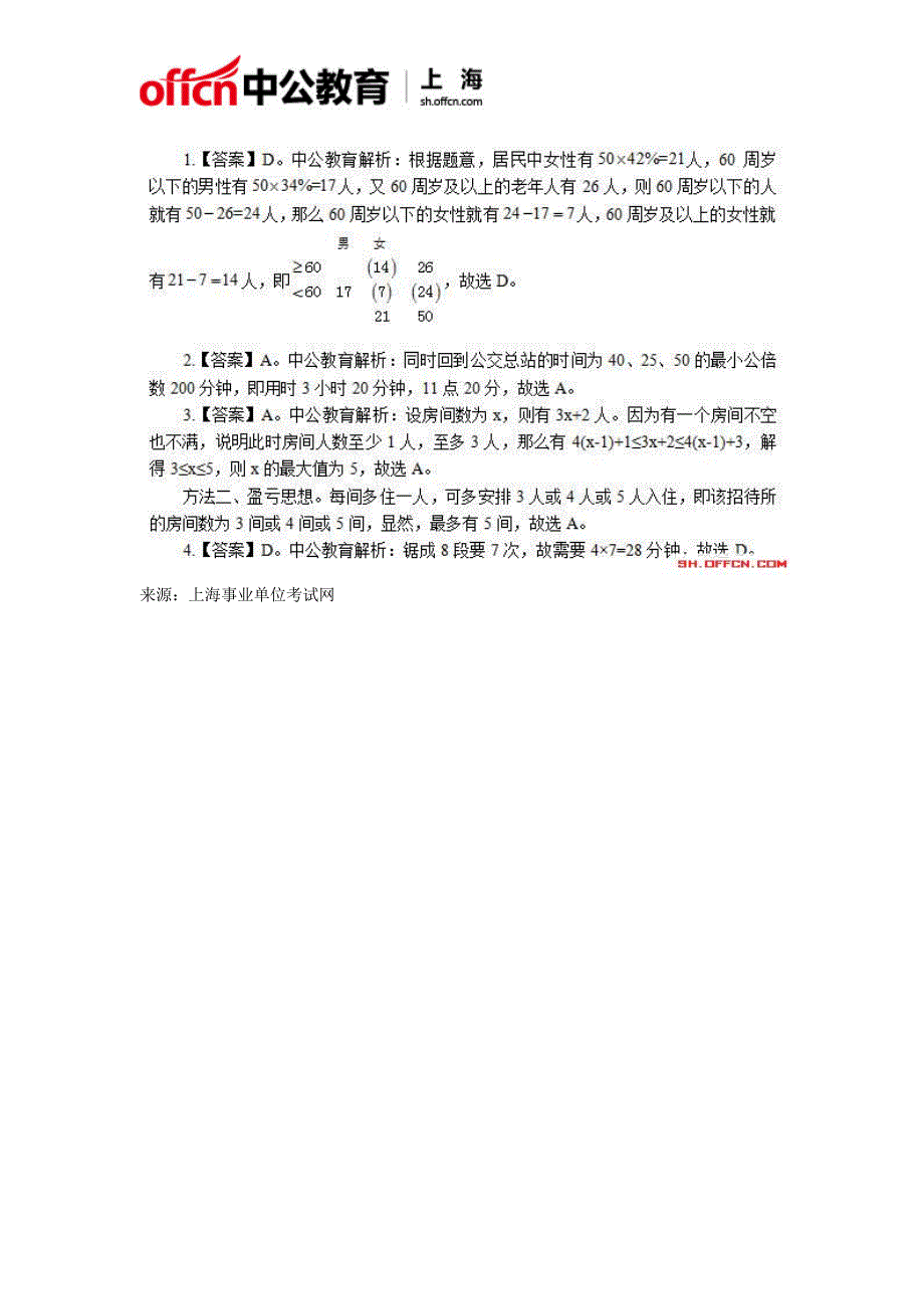 2016上海事业单位行政职业能力测试题库：数量关系考试练习题(9)_第2页