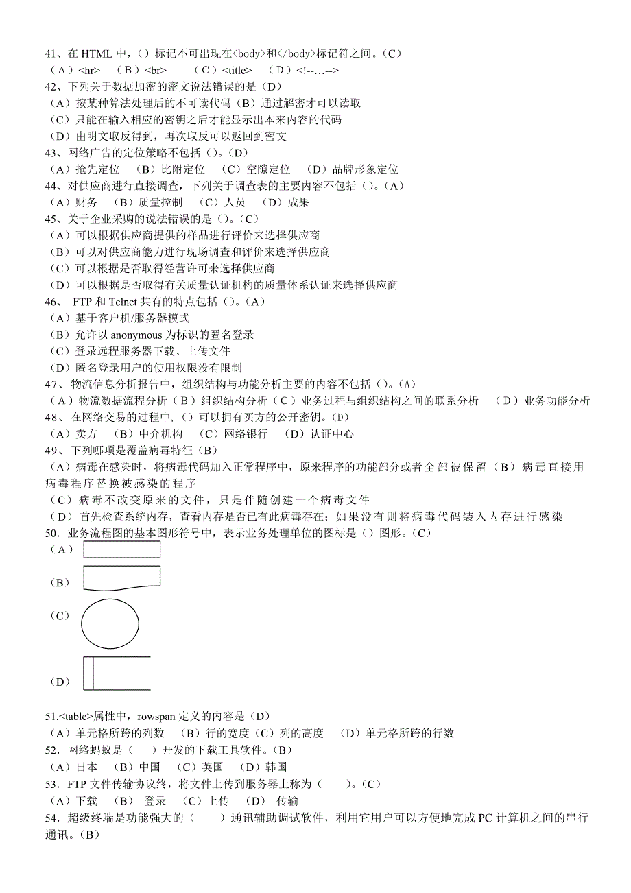 助理电子商务师综合理论考试模拟题答案_第4页