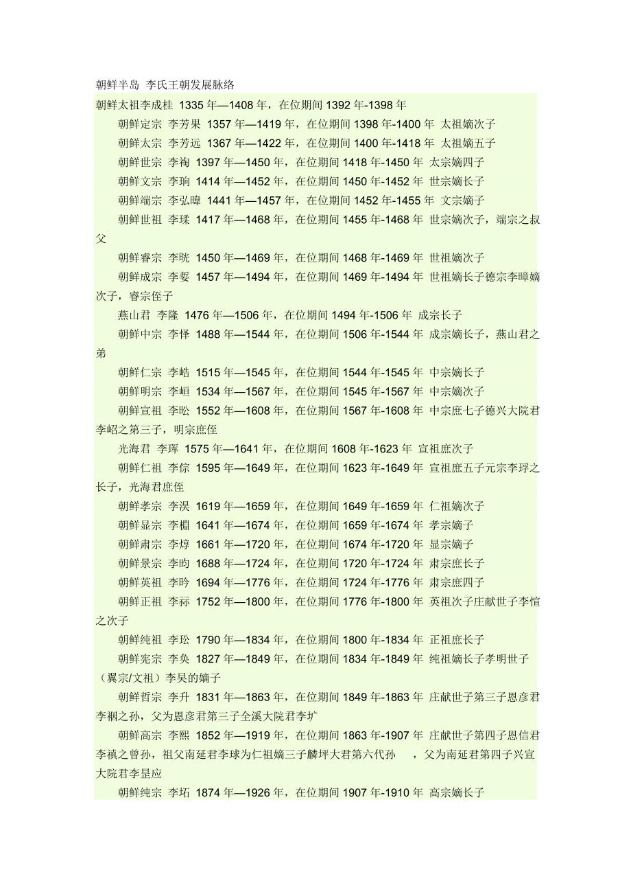 朝鲜半岛 李氏王朝发展脉络3_第1页
