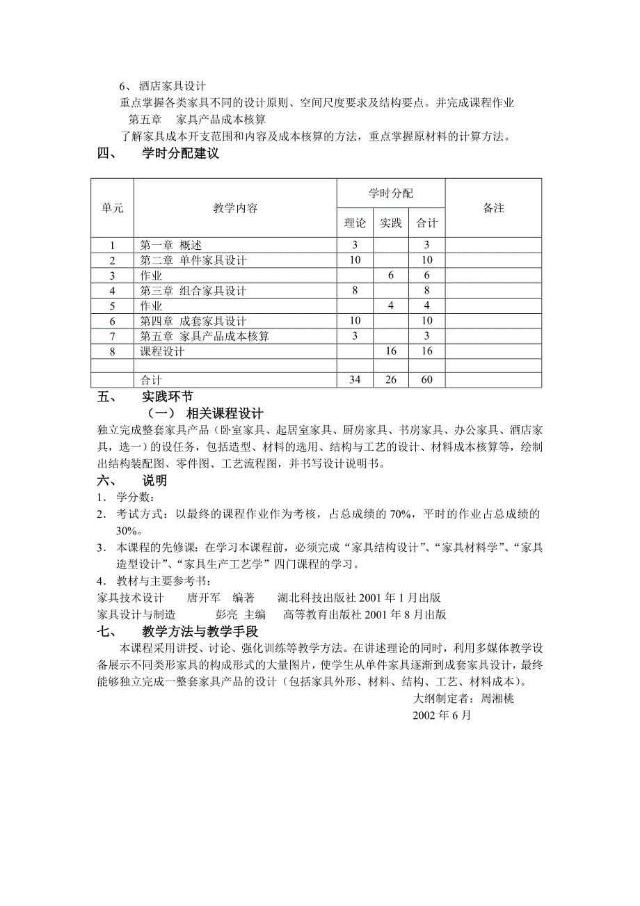 《家具课程设计》教学大纲_第2页