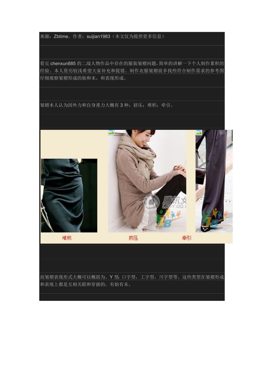 衣服皱褶表现与形成的个人经验_第1页