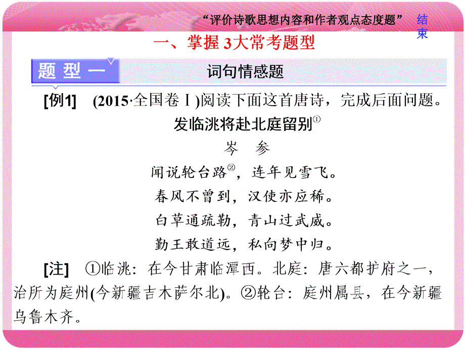 2018届高三语文高考总复习课件：专题八 古代诗歌阅读 题型突破（一）　“评价诗歌思想内容和作者观点态度题”_第2页