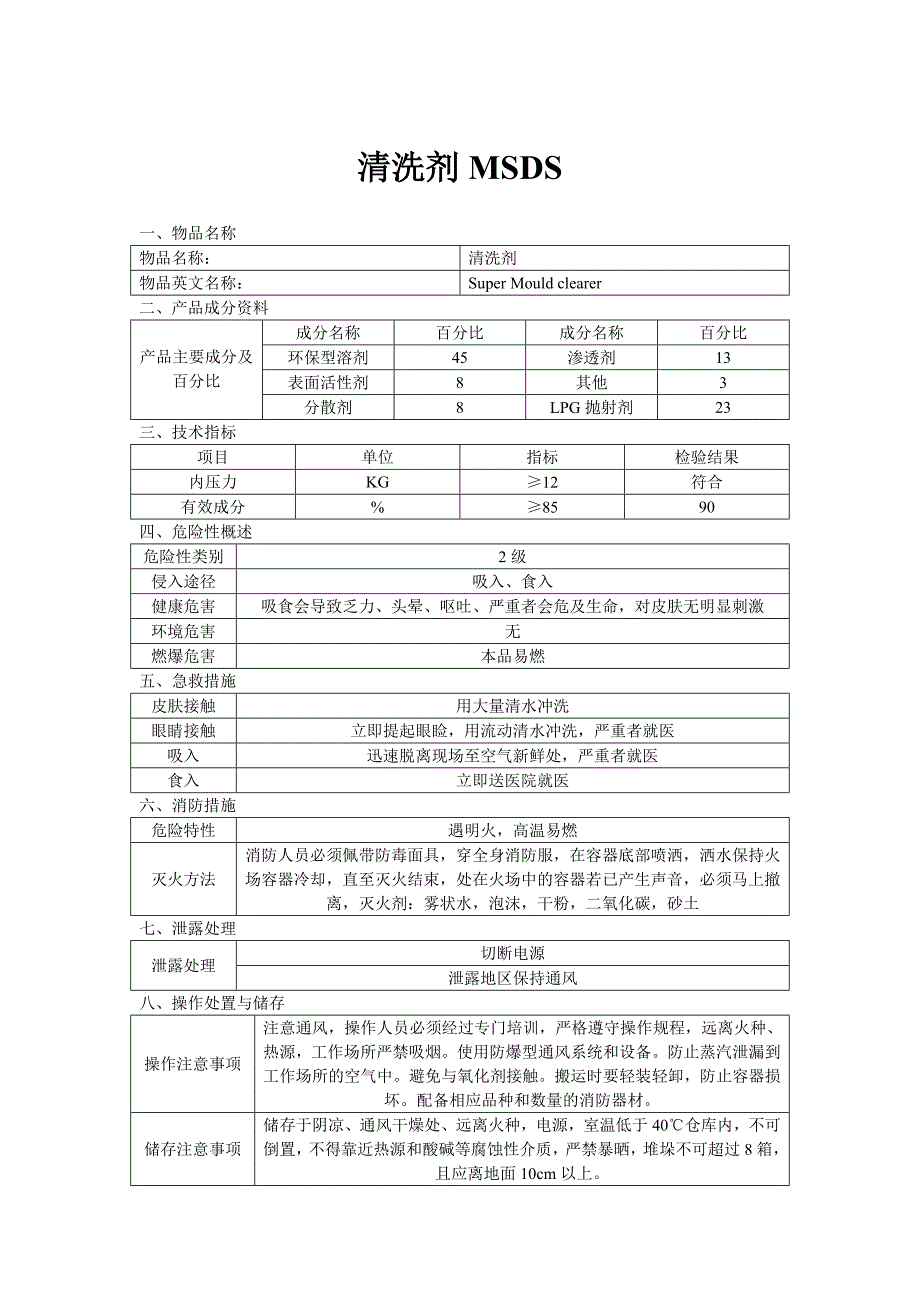 清洗剂msds_第1页