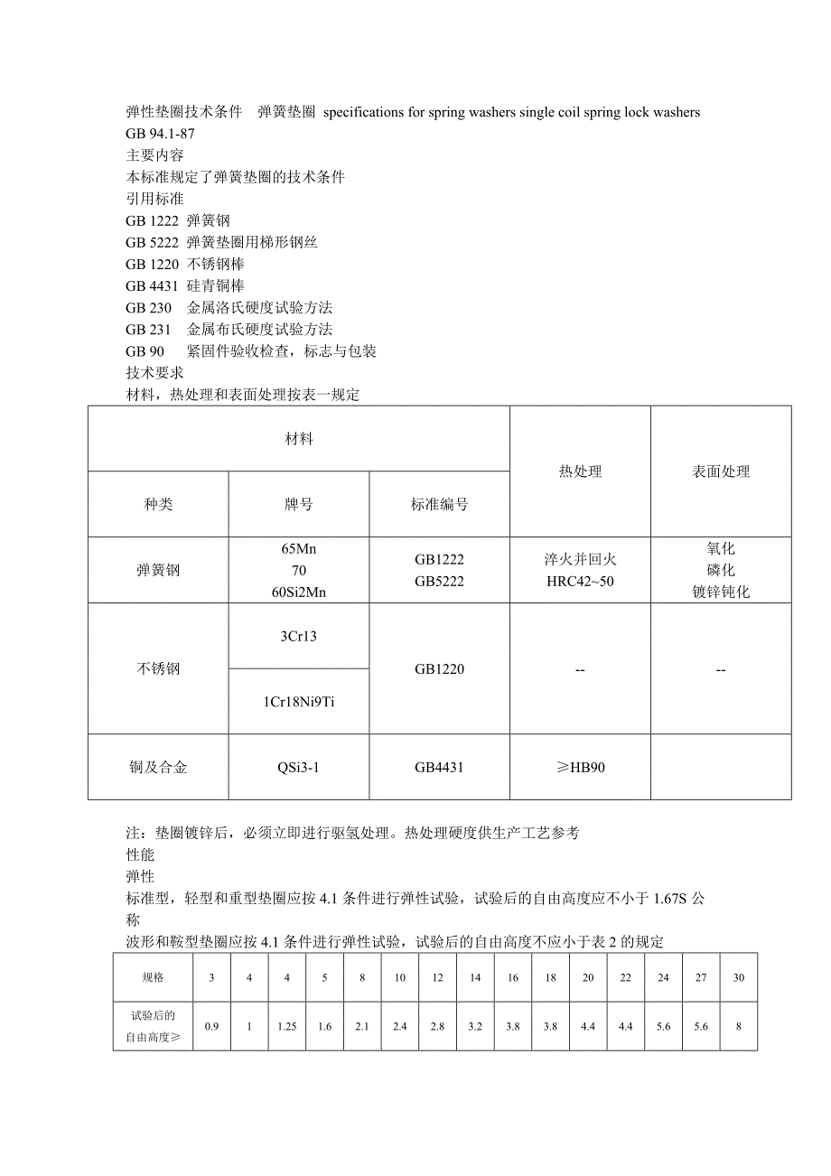 弹性垫圈技术条件  弹簧垫圈_第1页