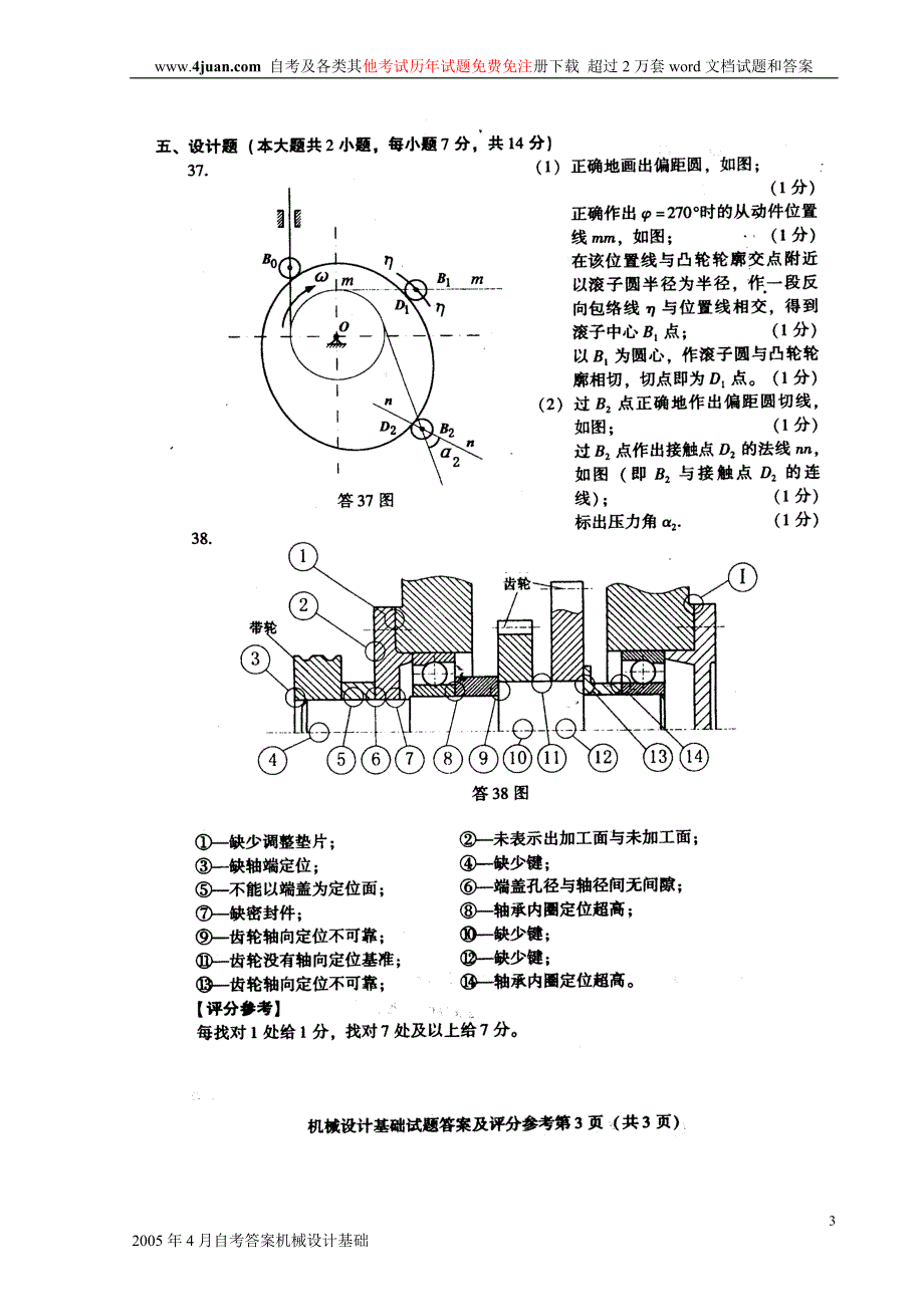 2005年4月自考答案机械设计基础_第3页