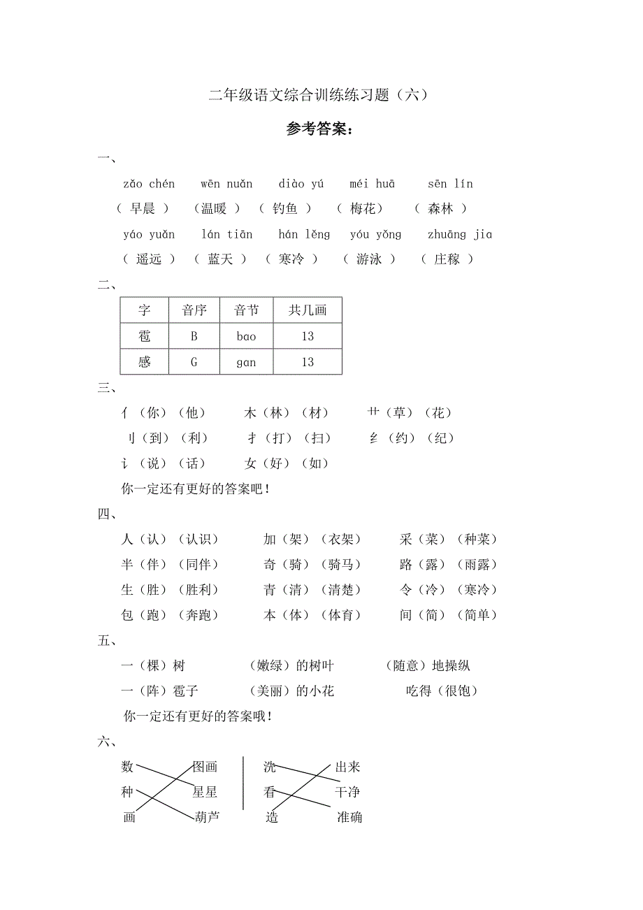 景晖文武学校二年级语文综合训练练习题.(六)doc_第4页