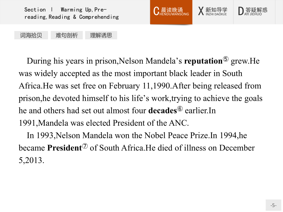 2018高中英语人教版必修1课件：Unit 5 Nelson Mandela — a modern hero 5.1_第5页