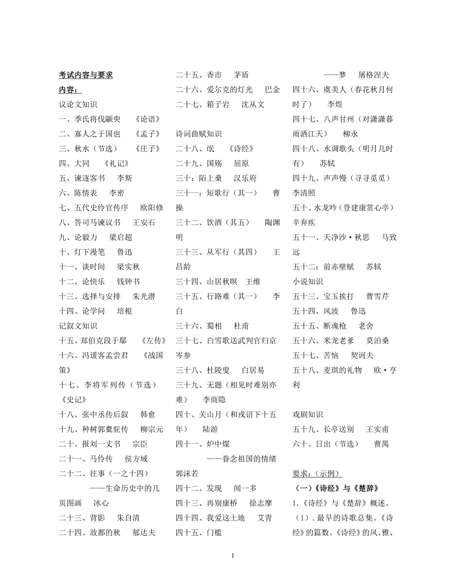 专升本考试《大学语文》资料附试卷_第1页