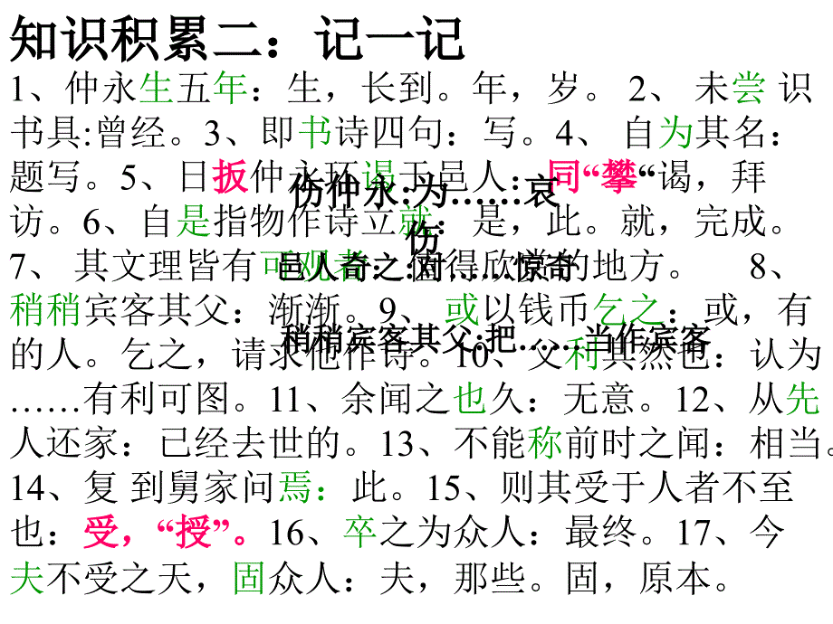 2015年人教版七年级初一下册《伤仲永》ppt课件_第3页