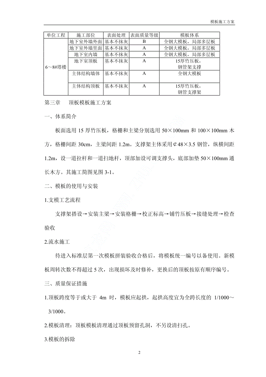 某住宅工程模板施工方案_第2页