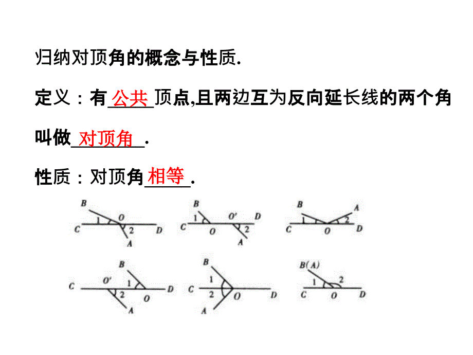 2016年北师大版七年级数学下册2.1.1对顶角、余角和补角课件（共20张）_第4页