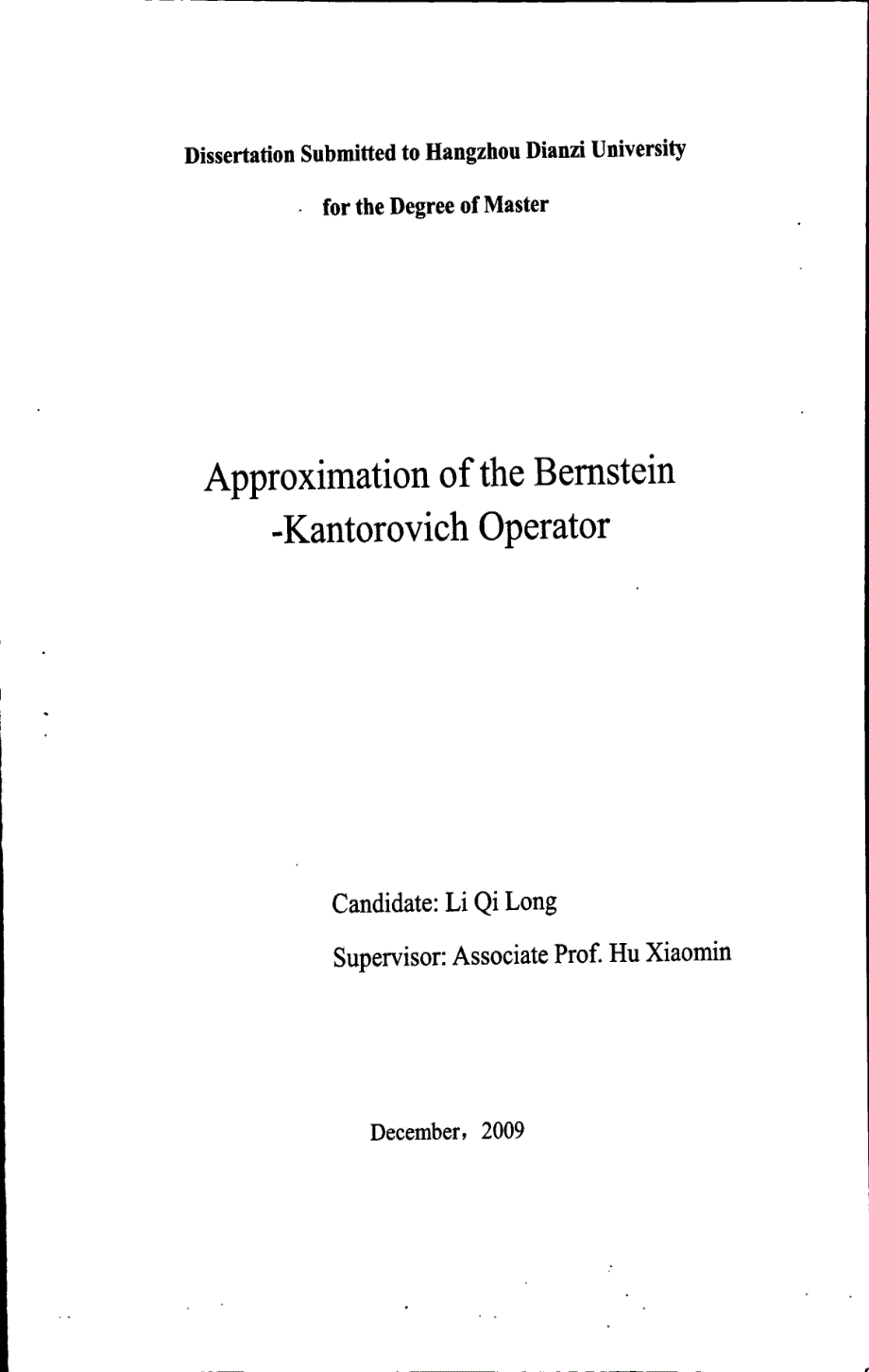 Bernstein-Kantorovich算子逼近_第1页