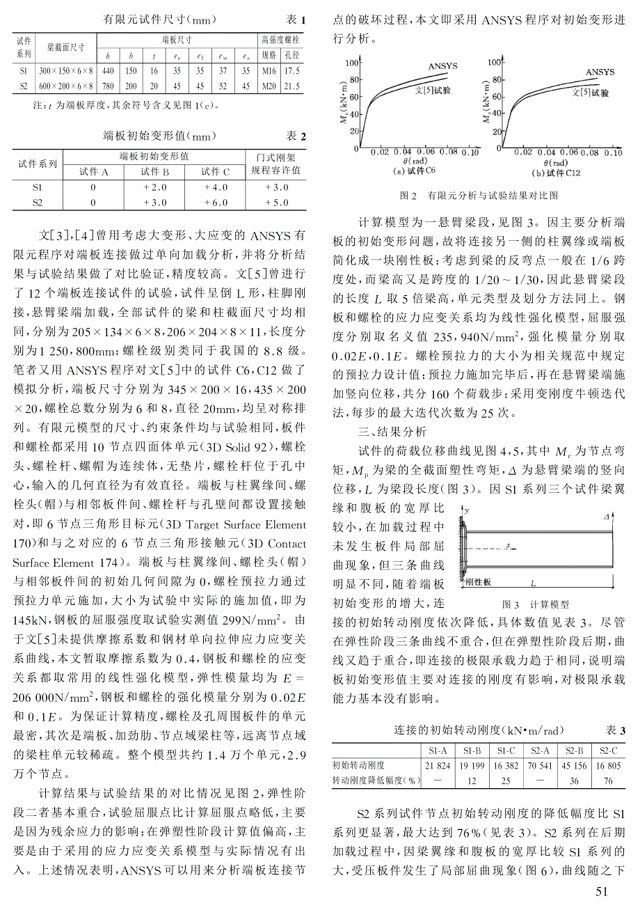 端板初始变形对外伸式端板连接性能的影响_第2页