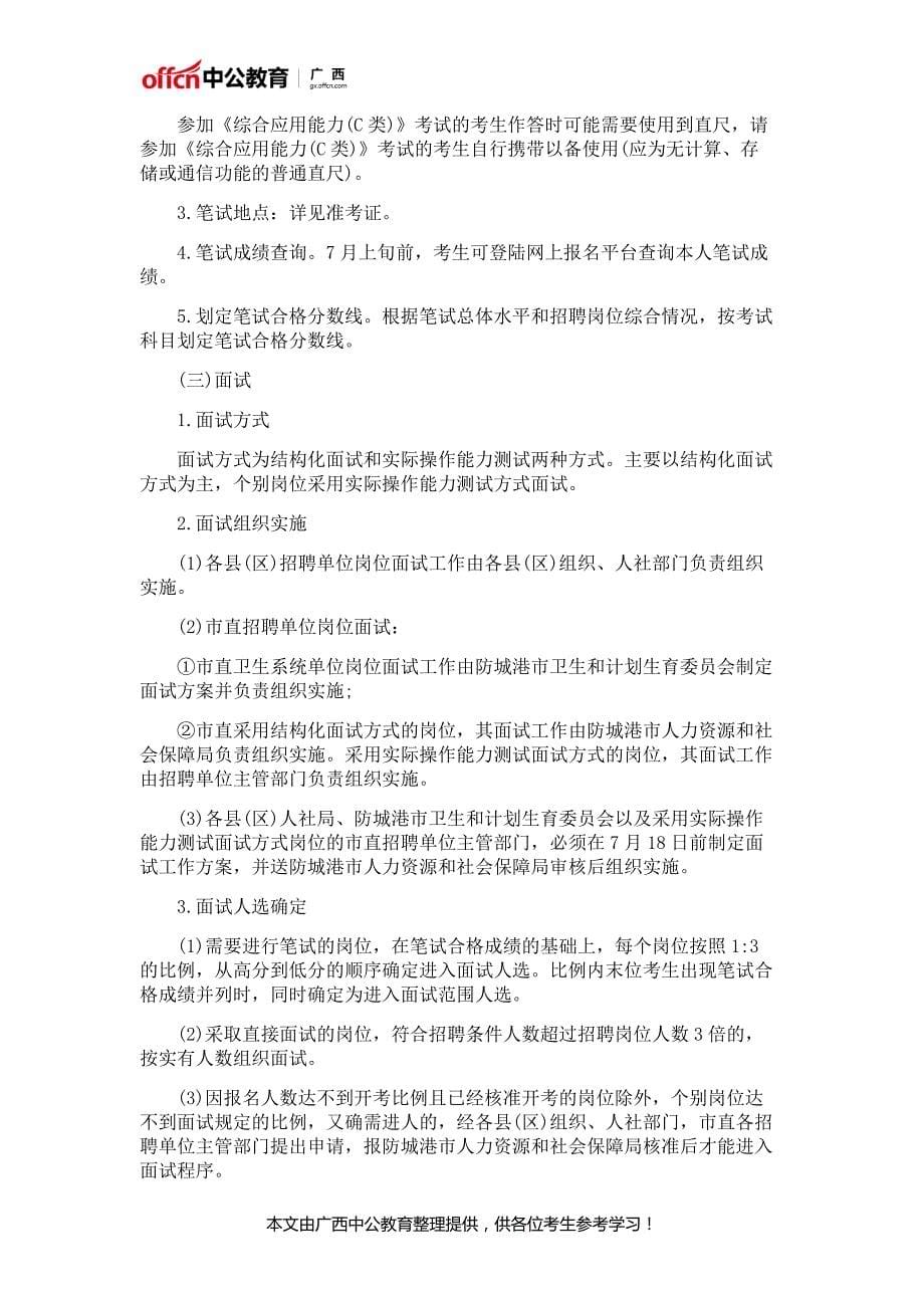 2017广西防城港市事业单位招聘医疗岗133人公告_第5页