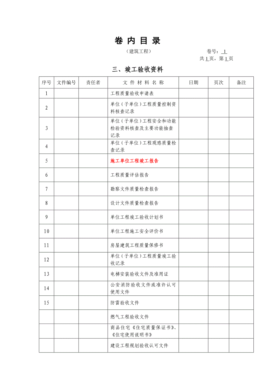 建筑工程资料 卷内目录(2007版)_第3页